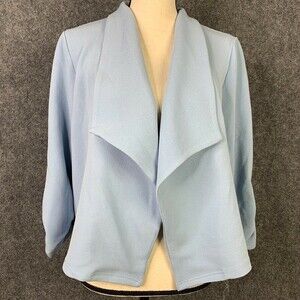 Open Cardigan Top Women XL Unbranded 3/4 Ruched Sleeve Pale Blue Waterfall Front